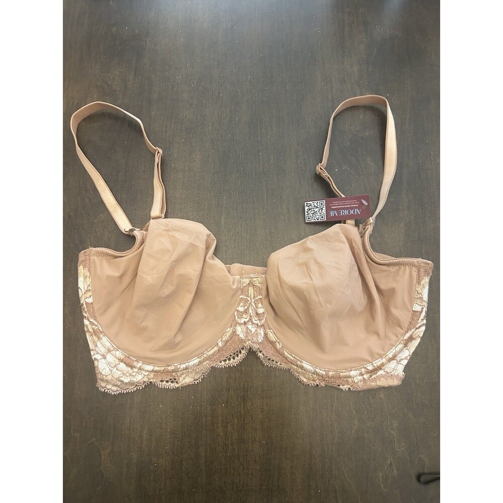New Adore Me Underwire Full Coverage Unlined Nude Lace Trimmed Bra size 34DD